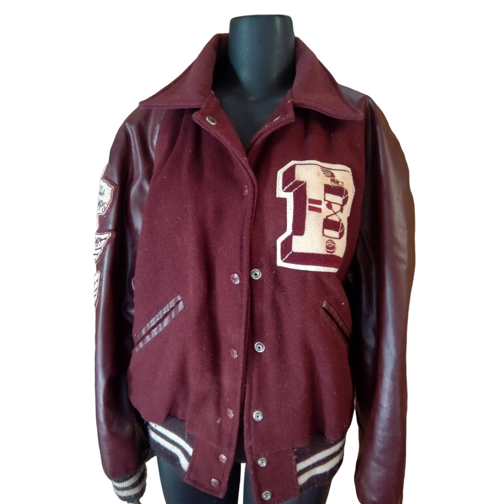 Vintage 70s Kaye Bros Varsity Jacket with Patches Texas Track